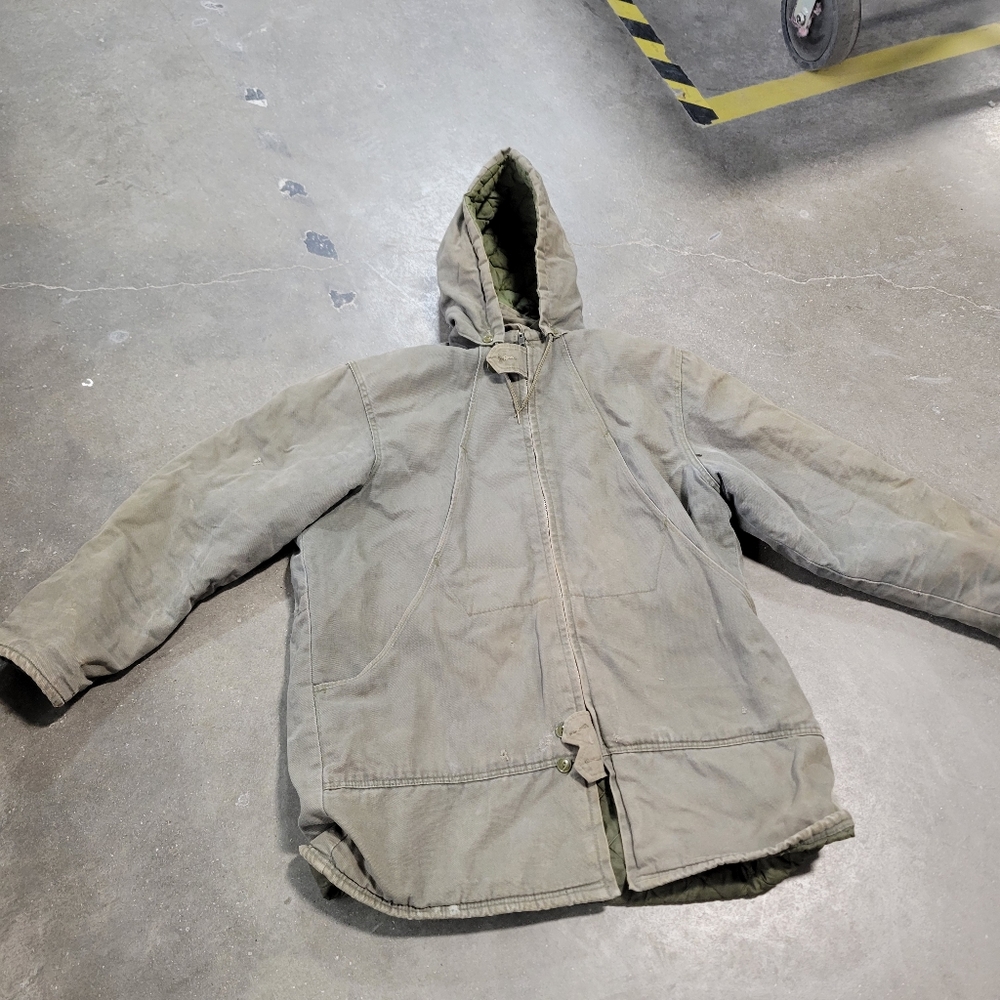 Vintage 1980s Military Hooded Jacket / mens xl Jacket / US Army Green marks work